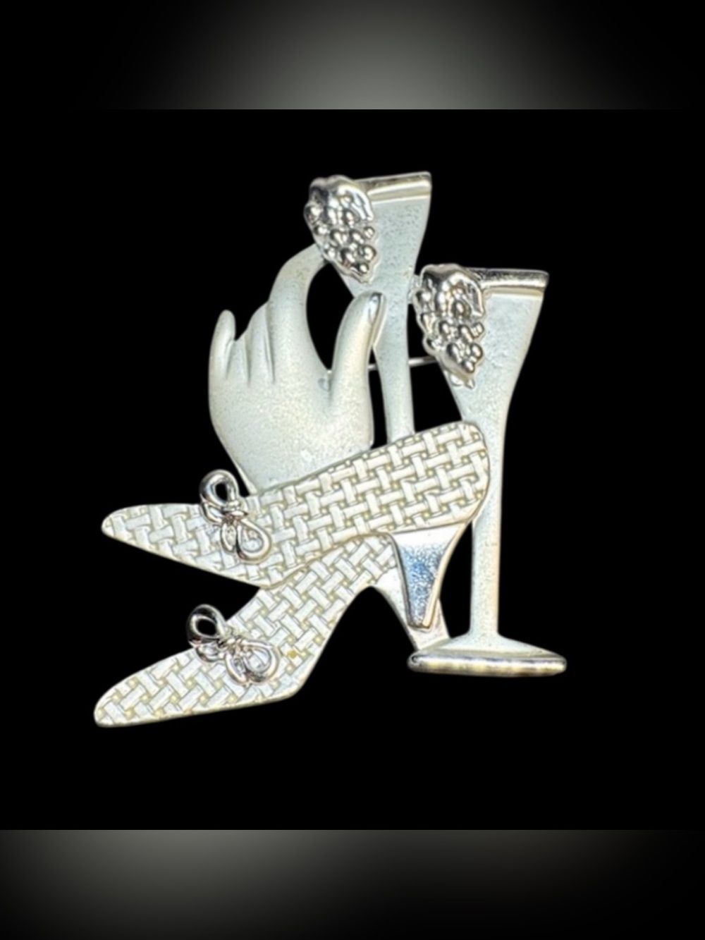 Vintage Large Silver Tone "Girl’s Night Out " Brooch 2.5”